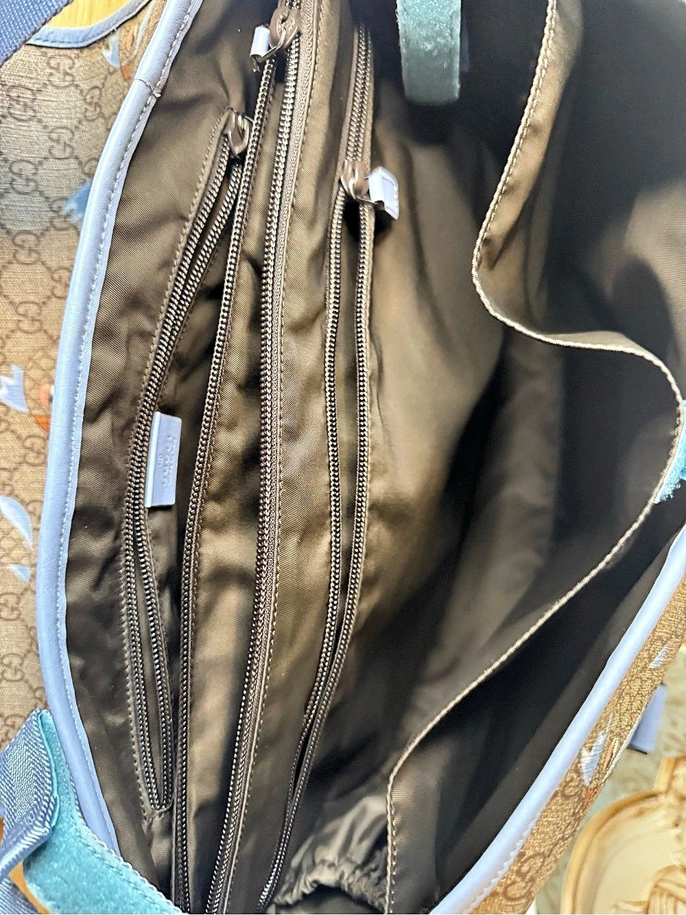 Gucci Tian GG Supreme Small Messenger Bag Brown & Blue - Picture 9 of 14